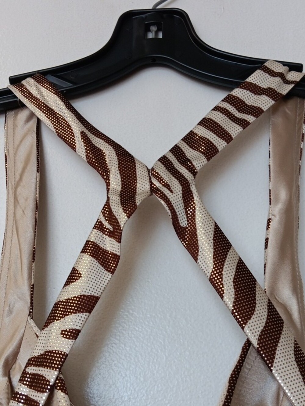 Vintage La Femme Gold and Brown Zebra-Print Maxi Dress with Embellished Waist - Picture 10 of 16
